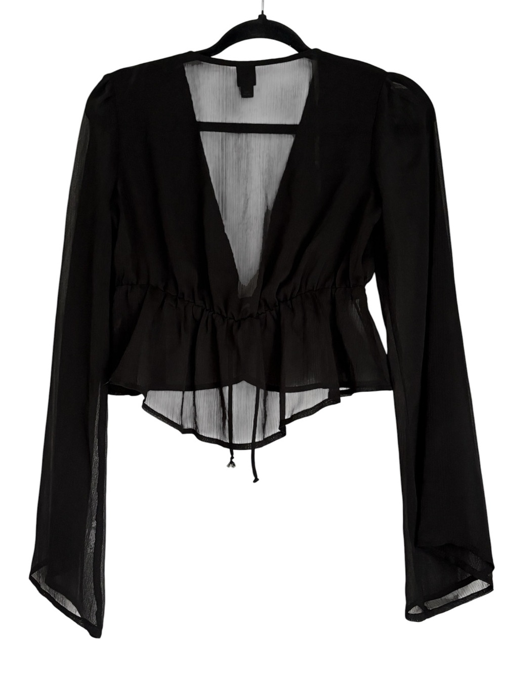 wild fable Black Sheer V-Neck Peplum Blouse